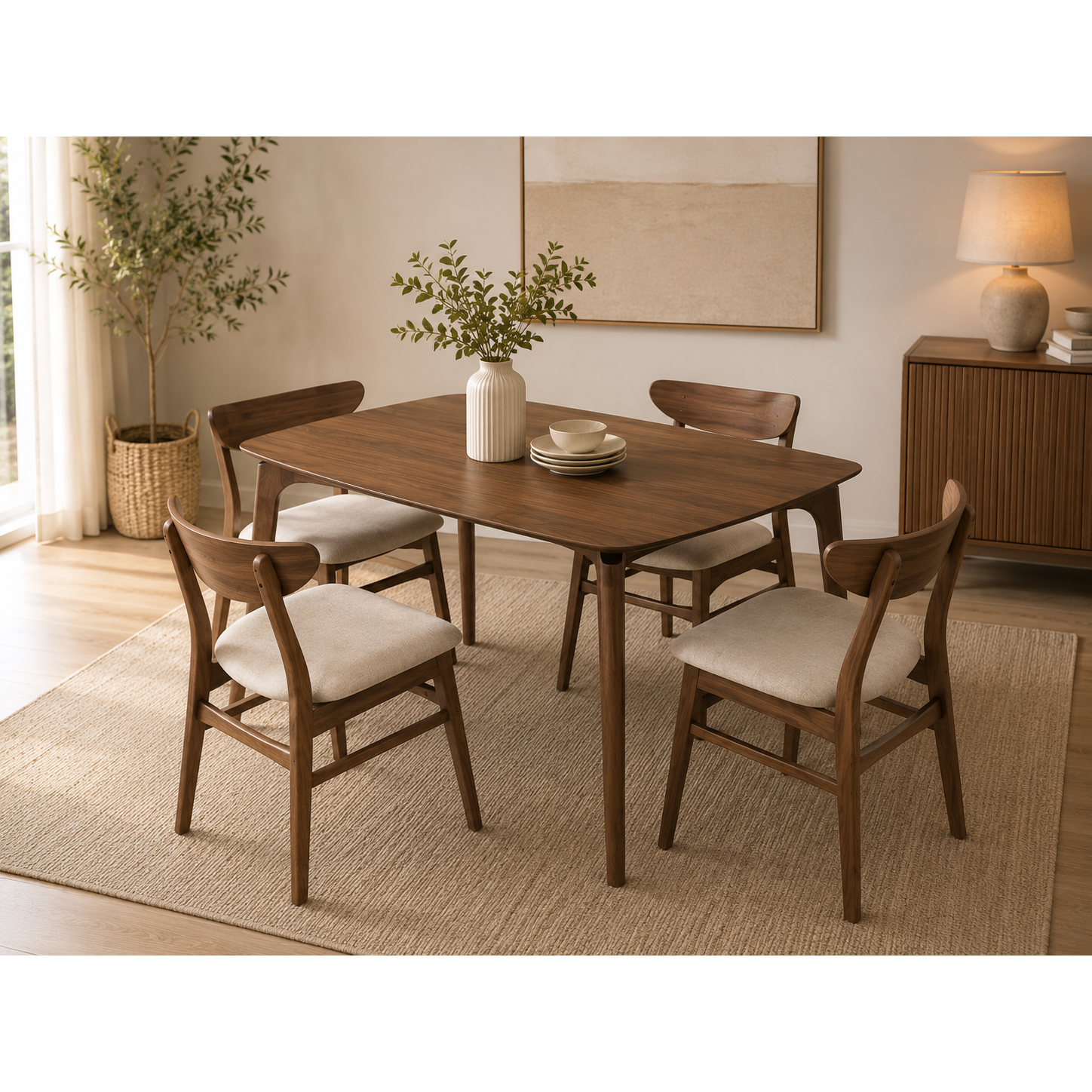 Dining Table Set with 4 Chairs