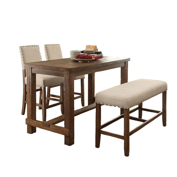 Dining Table Set with 4 Chairs and Bench