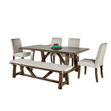 Set de Mesa de Comedor con 6 Sillas y Banca - Monnry