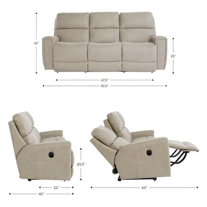 Sofá Reclinable Eléctrico 3 Plazas Lumbar con Reposacabezas - Monnry